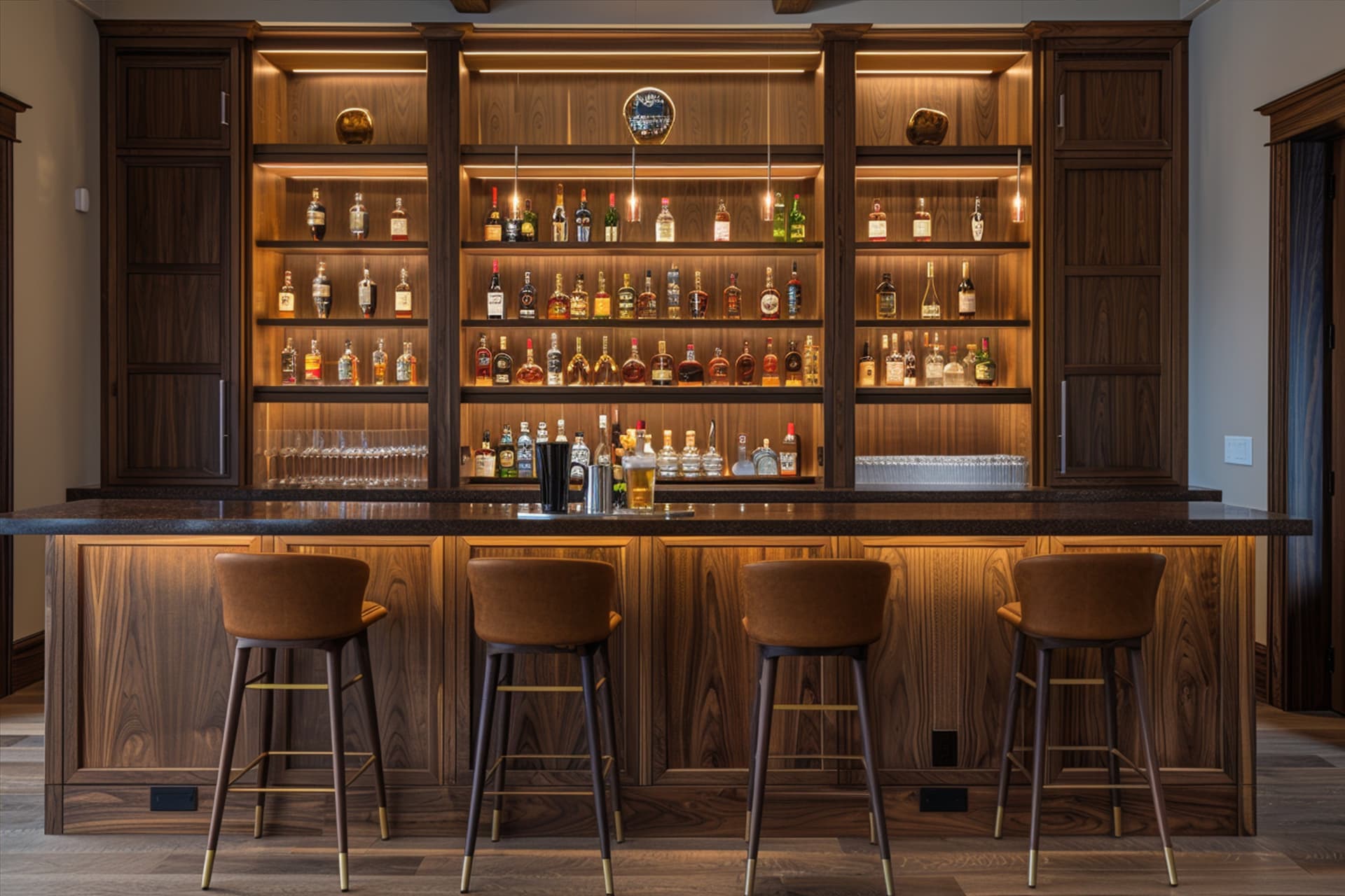 Stilvolle Hotelbar mit warmem Licht