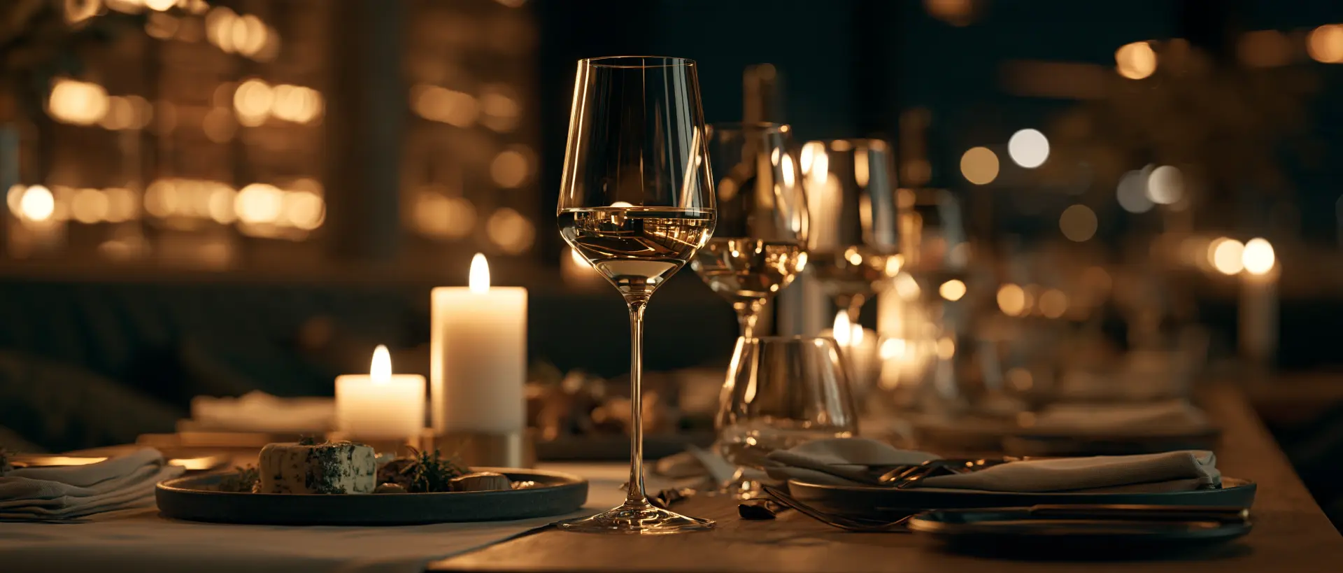 Rotwein wird in ein Glas im Restaurant eingeschenkt